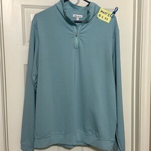 Peter Millar Teal Striped Half-Zip Pullover